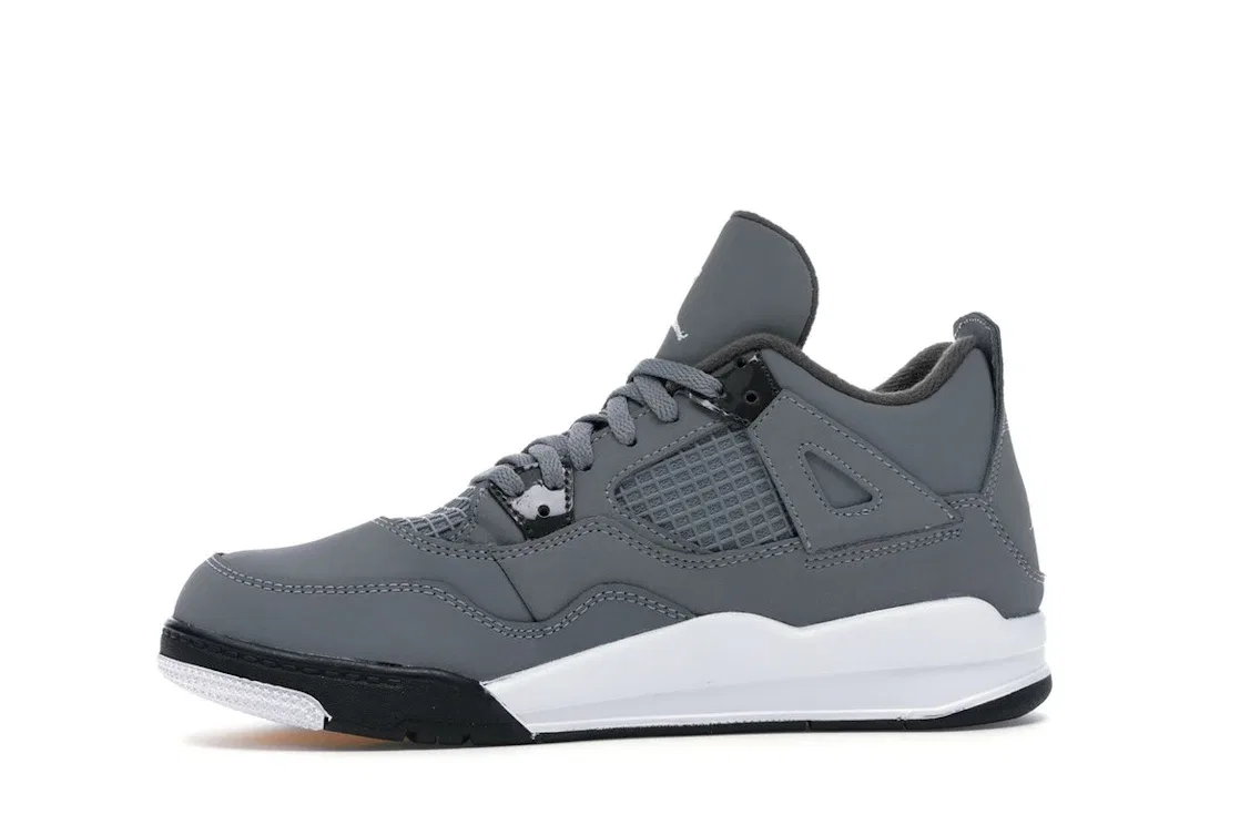 Детские кроссовки Lifestyle с сеткой Jordan 4 Retro, Cool Grey/Chrome-Dark Charcoal-Varsity Maize — фото 3
