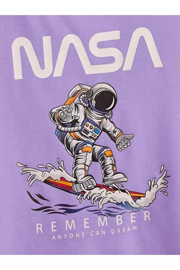 Детская футболка с принтом Kids remember nasa atoronaut Keywest, Lilac — фото 3