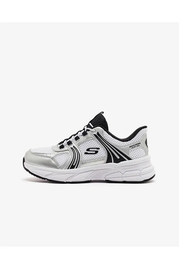 Детские спортивные кроссовки для девочек с текстурным верхом Retro-Graph Skechers, White/Black/Silver