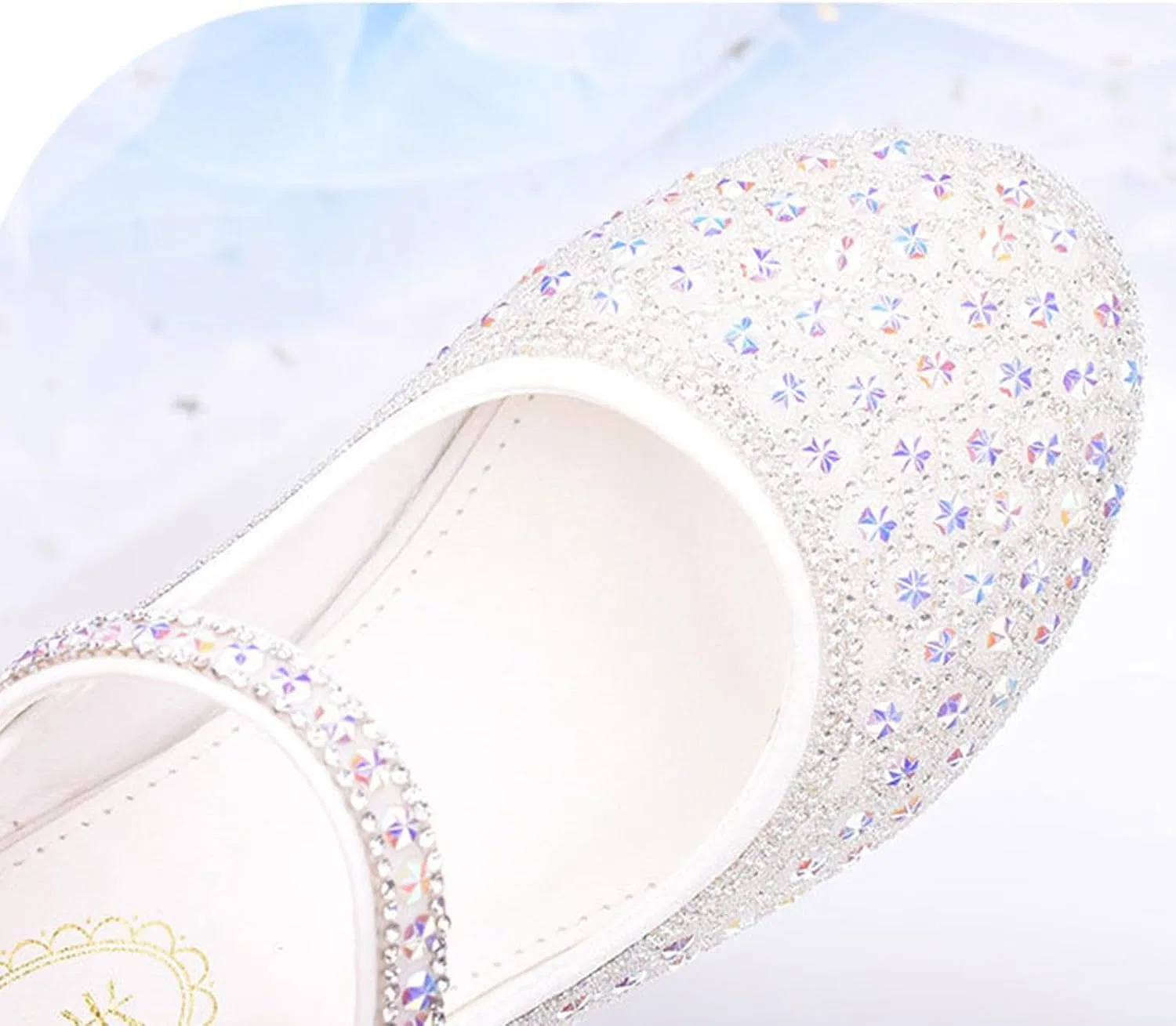 Детские туфли для девочек с блестками, модель Sparkly Party Wedding Ballet Flat, бренд, White — фото 3