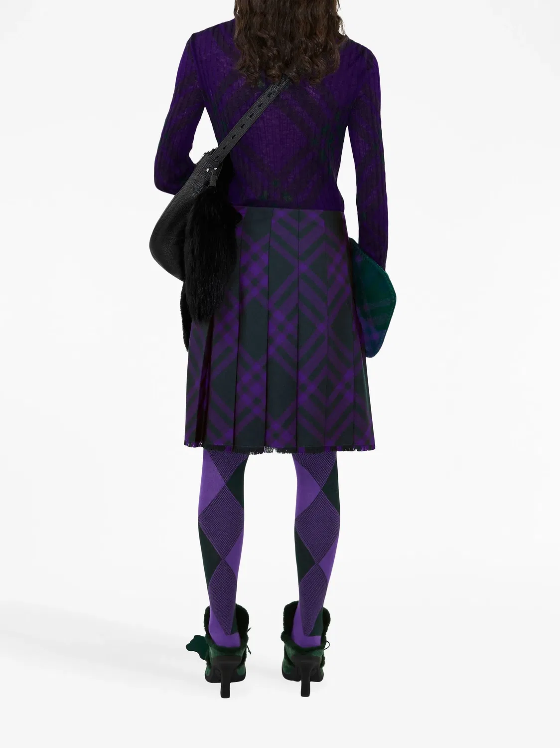 Burberry Рифленый джемпер в клетку, фиолетовый — фото 2