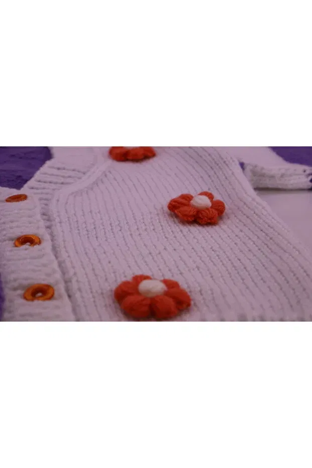 Детский кардиган для девочек с принтом Mersin Alzheimer Derneği, Purple — фото 3