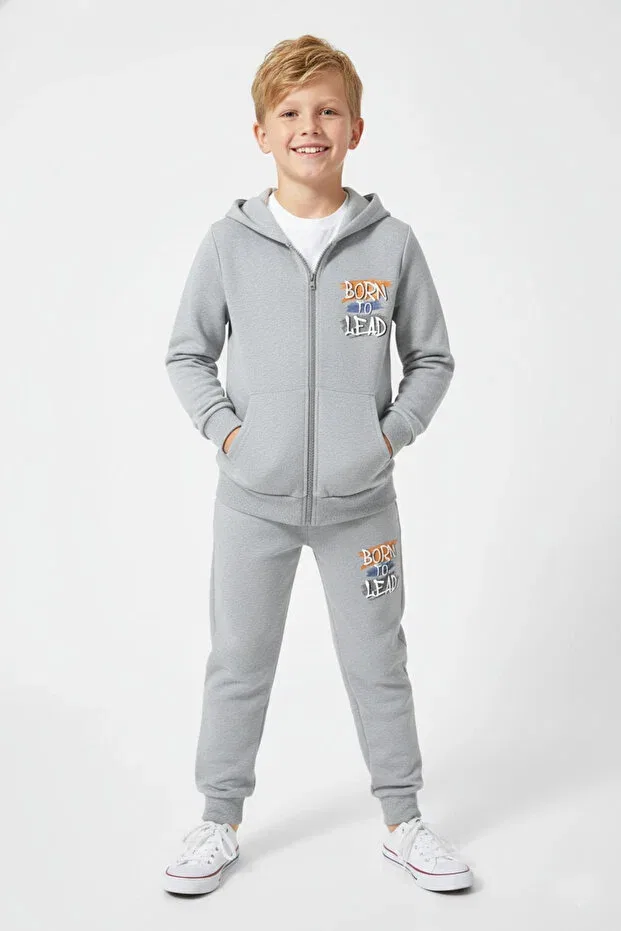 Детский для мальчиков комплект спортивного костюма Born To Lead Fyk Kids, Gray — фото 2