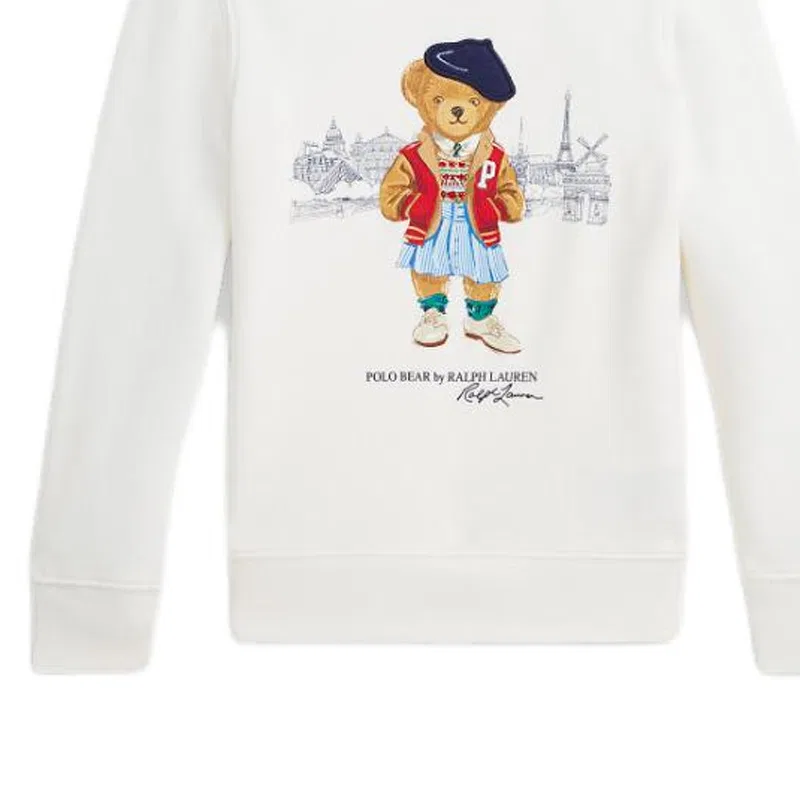 Детский свитшот с принтом Polo Bear Washed White Polo Ralph Lauren, Washed White — фото 4