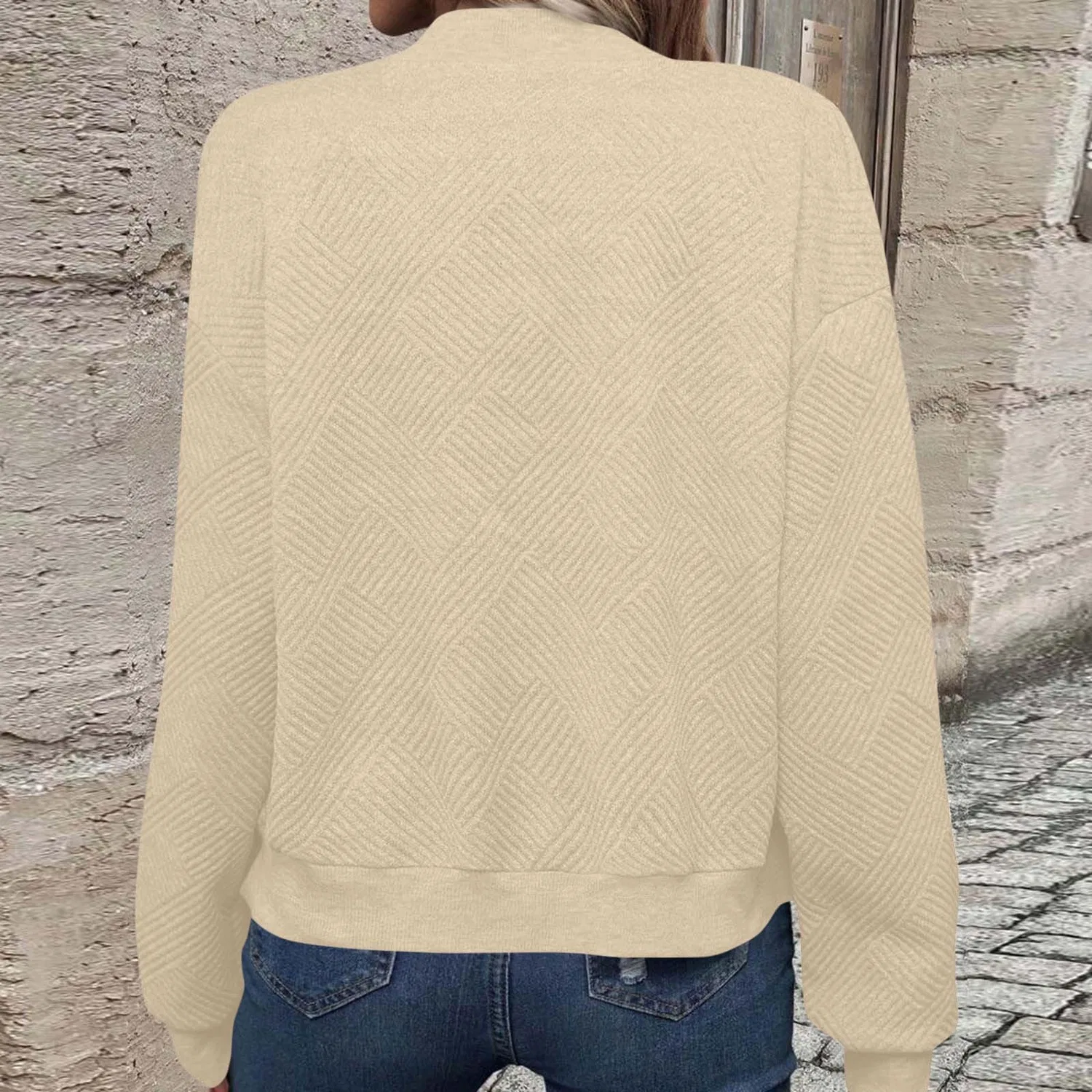 Женская куртка-блузон с воротником-стойкой и длинным рукавом, Beige — фото 3