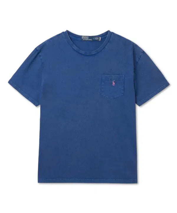 Футболка с коротким рукавом классического кроя из хлопка и льна, Polo Ralph Lauren, синий