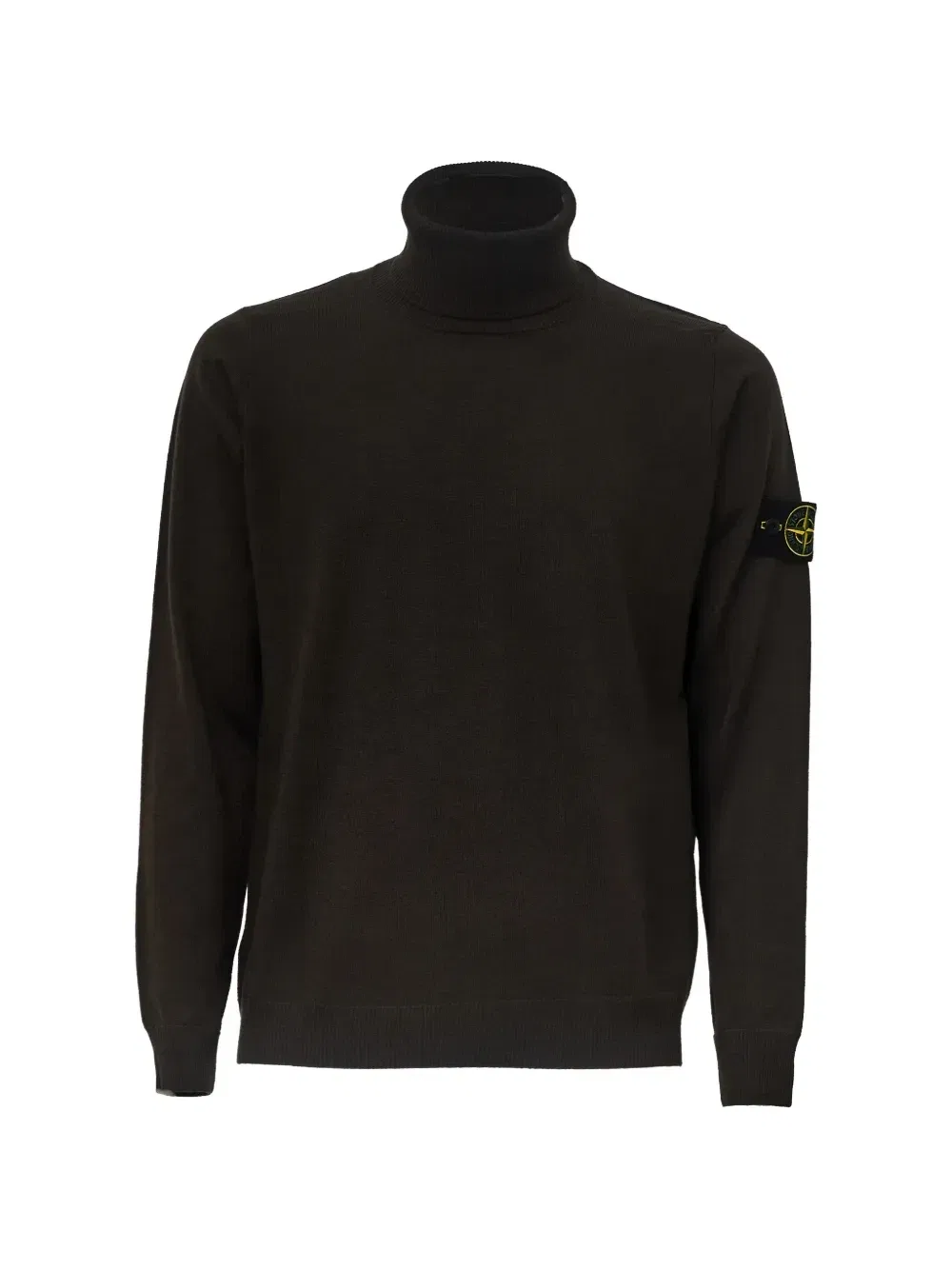 Свитер с высоким воротом и нашивкой-логотипом Stone Island, коричневый