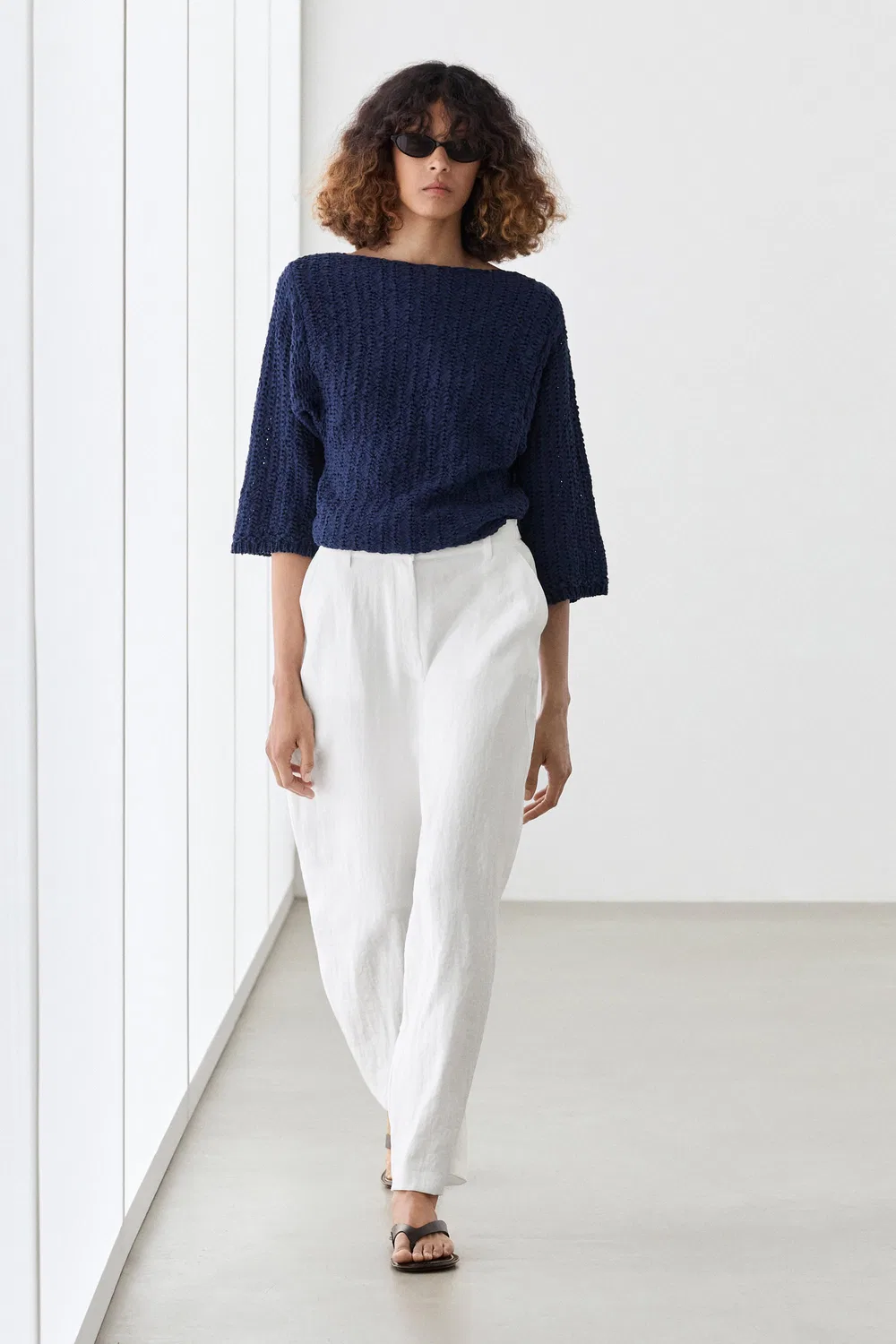 Брюки Massimo Dutti, свободные крой, белый