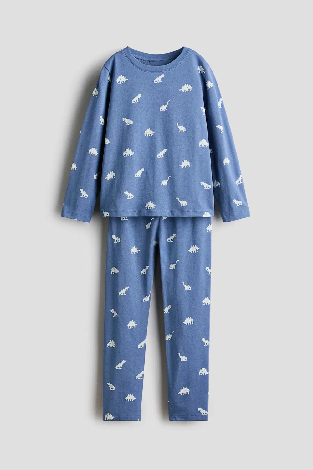 Хлопковая пижама с узором H&M, Mattblau/Dinosaurier