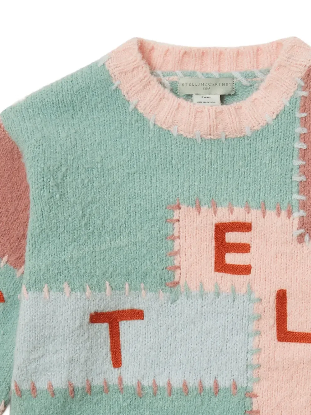 Свитшот с логотипом-интарсией в стиле пэчворк Stella McCartney Kids, зеленый — фото 3