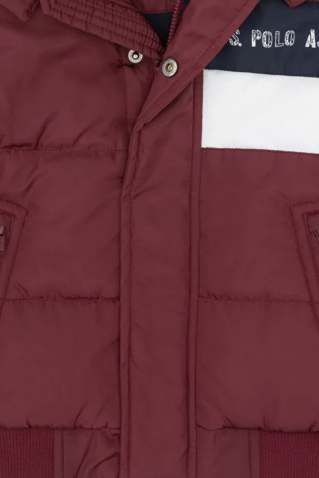 Детское пальто для мальчиков с капюшоном U.S. Polo Assn., Burgundy — фото 4