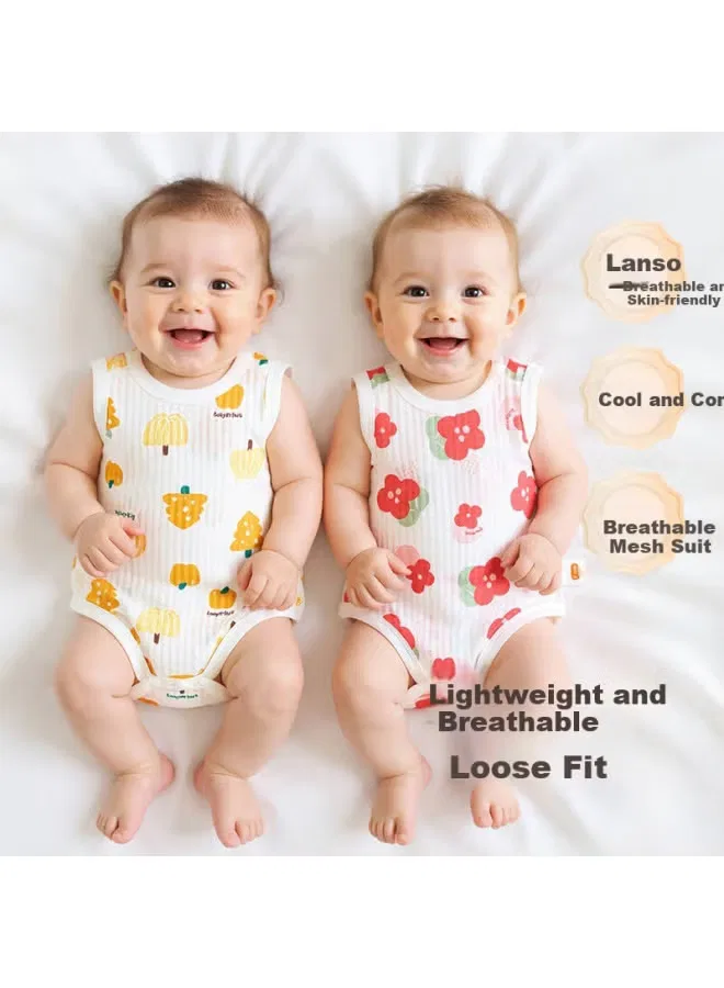 Боди-комбинезон без рукавов из хлопка Little Rabbit Babyprints, белый