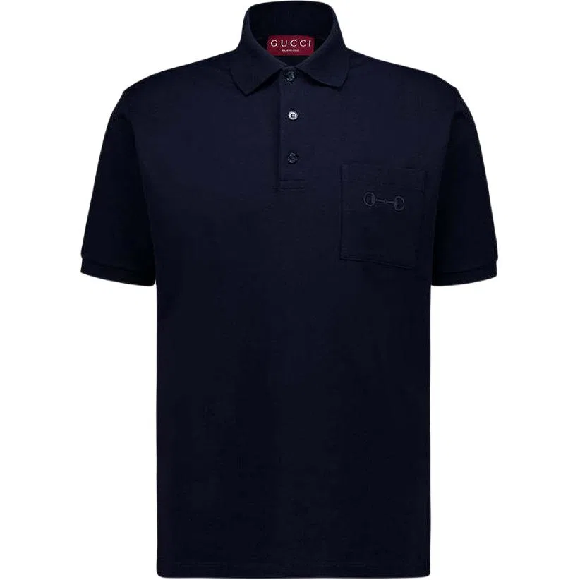Поло GUCCI мужское с нагрудным карманом, Dark Blue