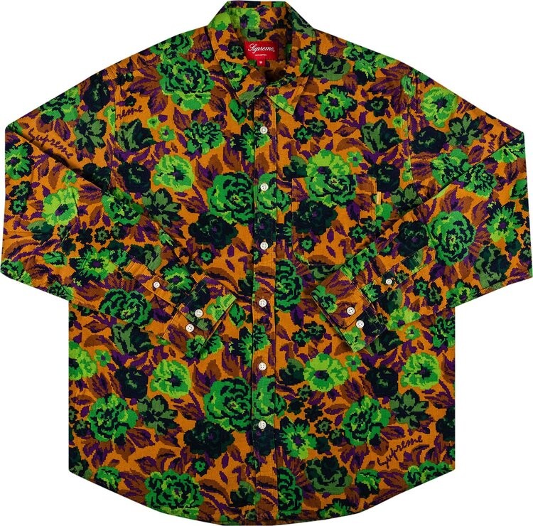 Рубашка Supreme Digi Floral Corduroy Shirt 'Gold', разноцветный — фото 2