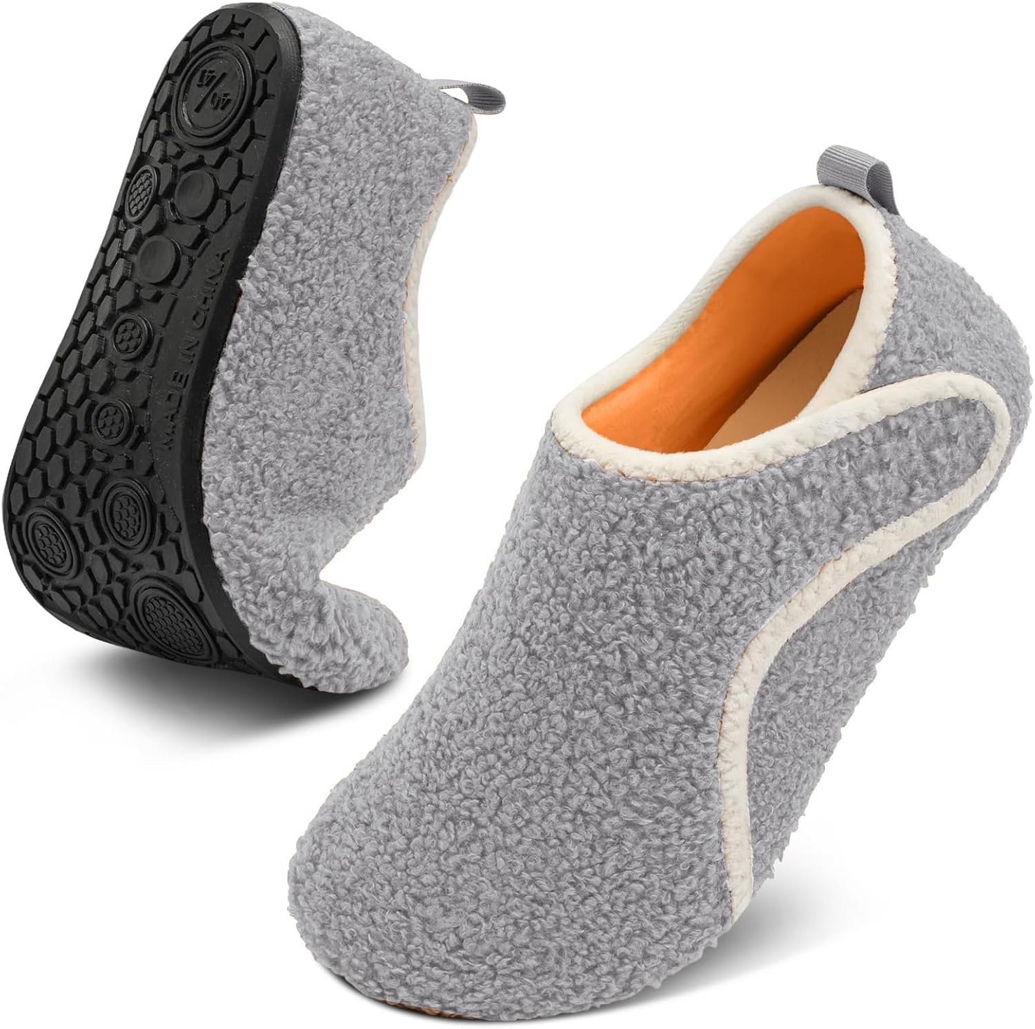 

Женские и мужские домашние тапочки с резиновой подошвой, легкие для дома, с подкладкой из флиса, без застежек, уютные тапочки для хождения, переносные дорожные тапочки, удобная обувь для прогулок Rianclud, серый