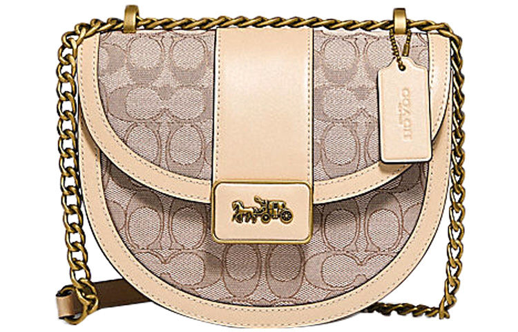 

Кожаная сумка через плечо Alie Canvas с седлом, кроссбоди Coach для женщин, цвет хаки белый