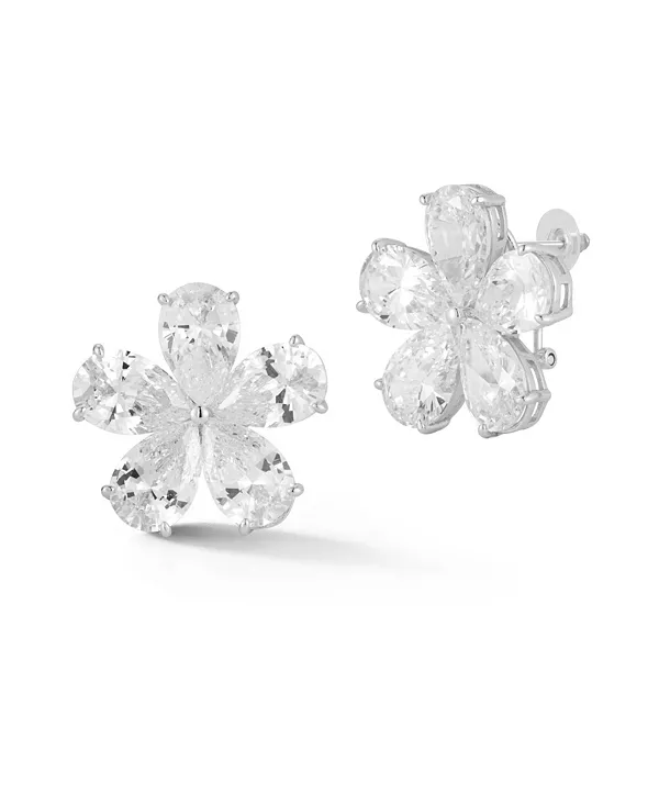 

Серьги-Гвоздики с цветком и подвеской омега из стерлингового серебра 14 карат с золотым покрытием Rachel Zoe, silver