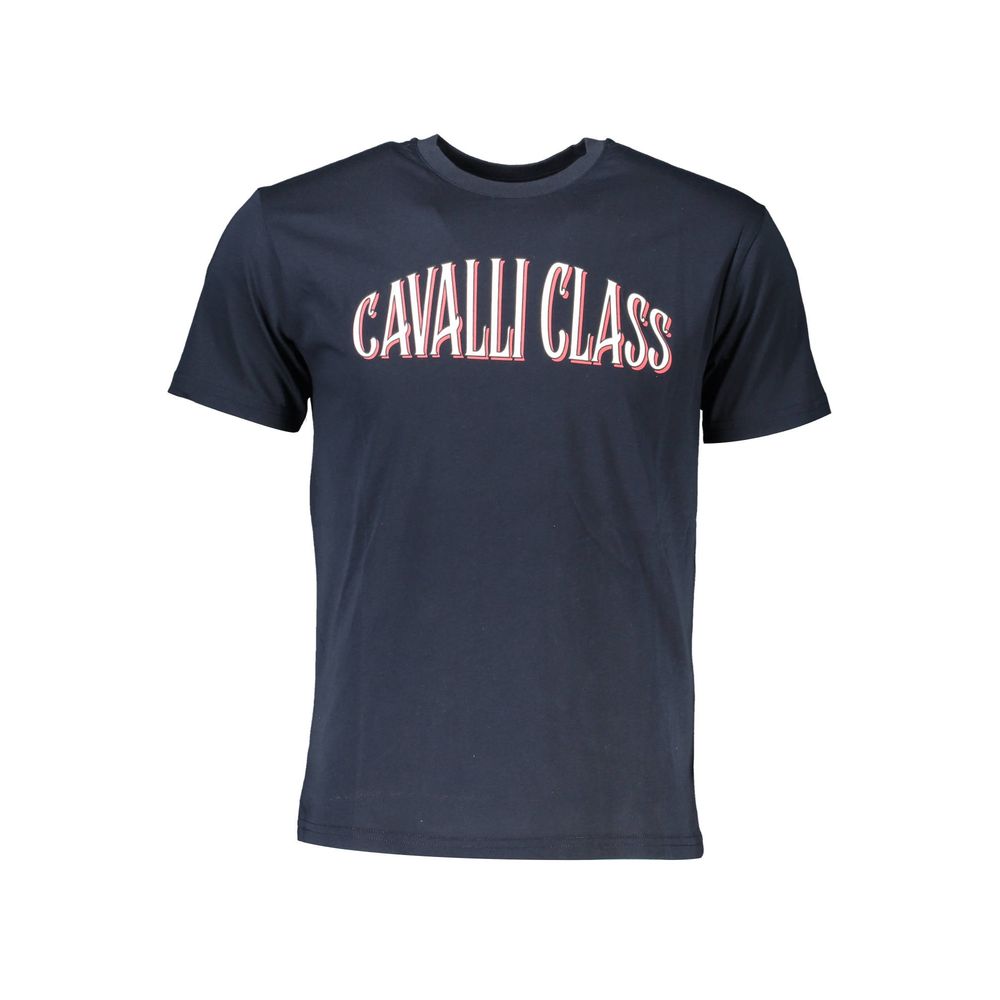 

Синяя хлопковая футболка cavalli CLASS, синий