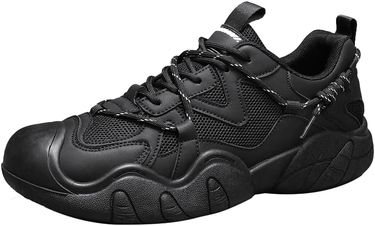 

Мужские массивные винтажные кроссовки на шнуровке - удобные, противоскользящие, дышащие, для активного отдыха и повседневной носки Hhhchpm, черный