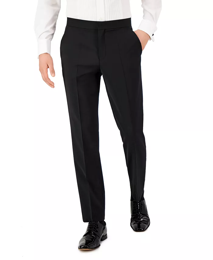 

Мужские брюки-смокинг Modern-Fit с незавершенным подолом из шерстяной смеси Super Flex Stretch Hugo Boss, черный