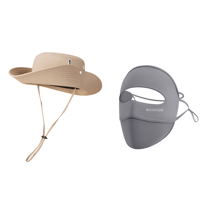 

Унисекс бейсболка из полиамида WARRIOR, sun protection two-piece set[хаки bucket hat+серый face masks]