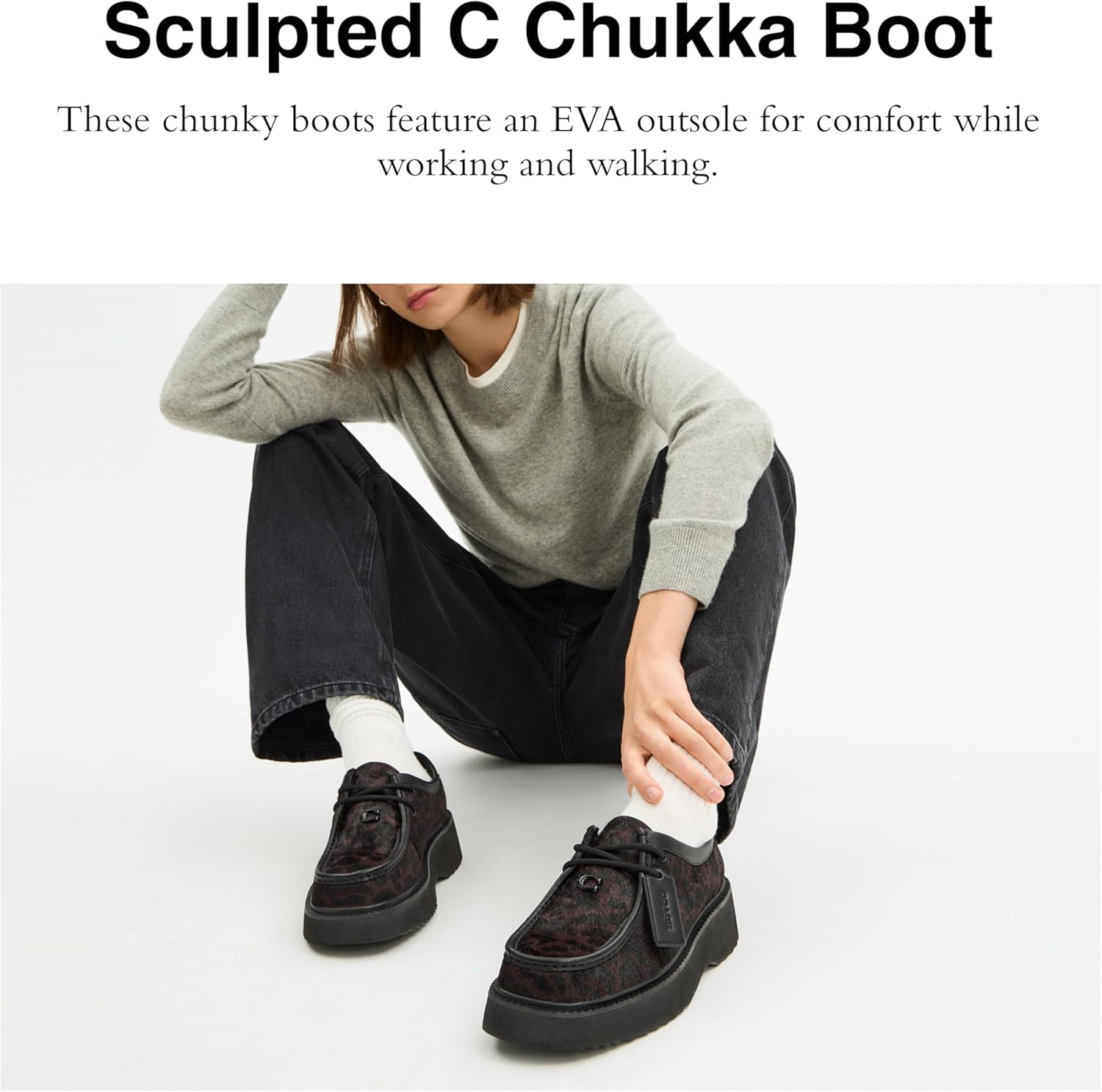 Мужские ботинки COACH Sculpted C Chukka с леопардовым принтом, Dark Leopard — фото 2