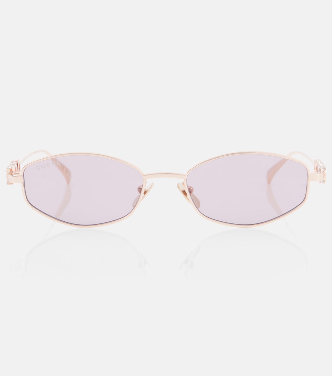 

Овальные солнцезащитные очки с логотипом Gucci, Gold-Gold-Violet