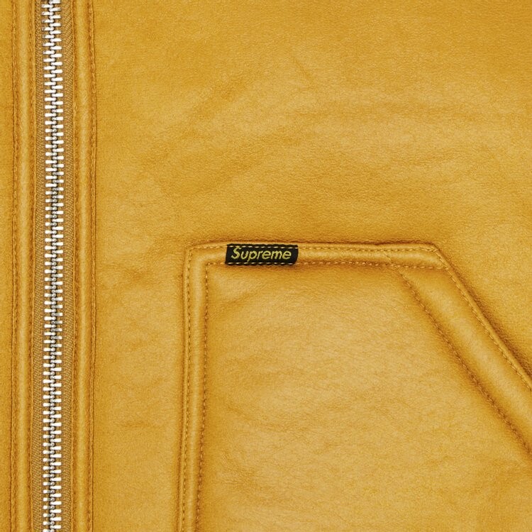 Утепленный жилет Supreme Reversible Faux Shearling Work Vest, желтый — фото 3