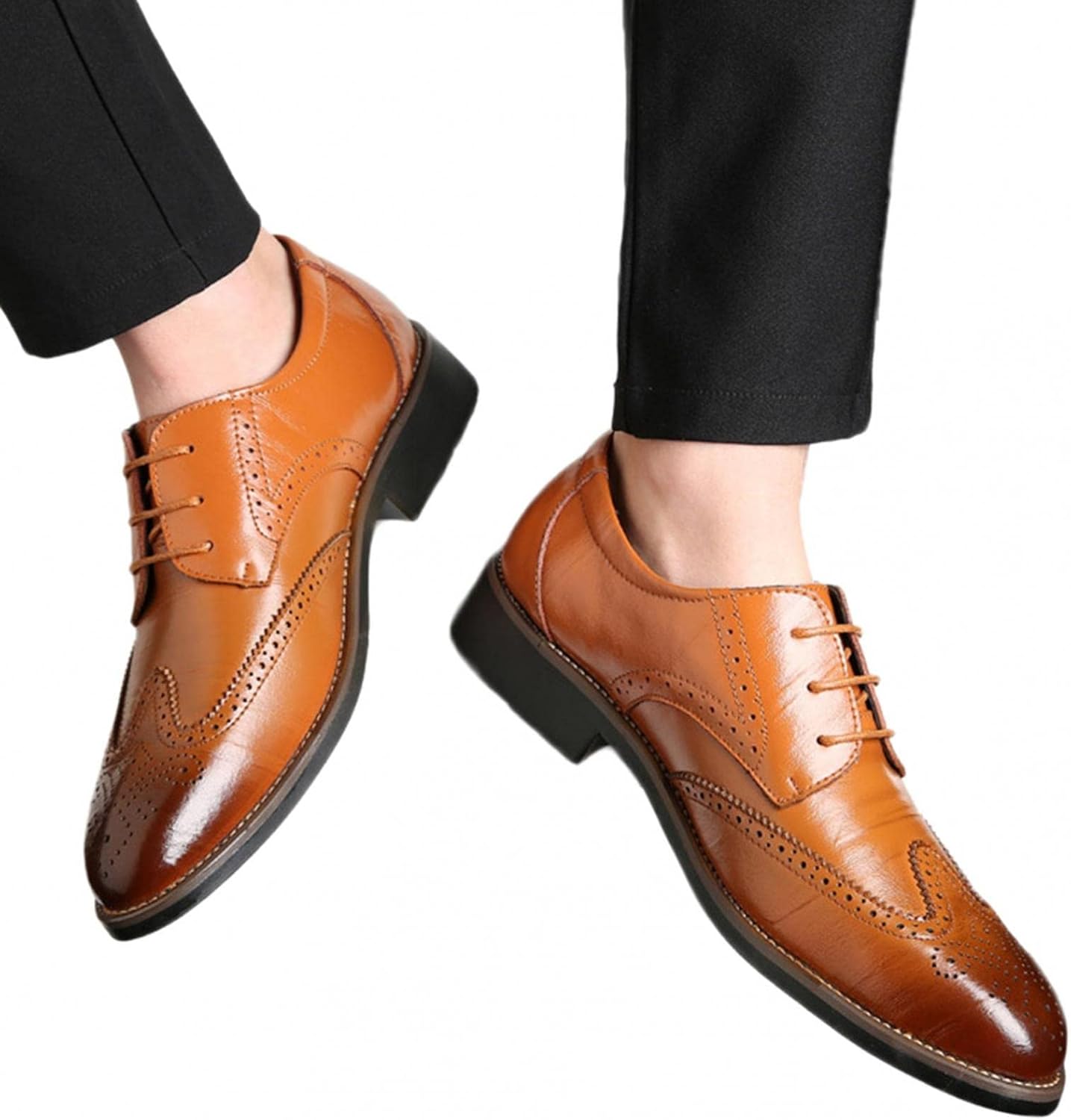 

Мужские туфли-оксфорды Hbeylia под смокинг из лакированной кожи с шнуровкой, формальные бизнес-туфли, классические модные туфли с закрытым заостренным носком, кожаные туфли-оксфорды с крыльями для мужчин, для офиса, работы и свадьбы, желтый