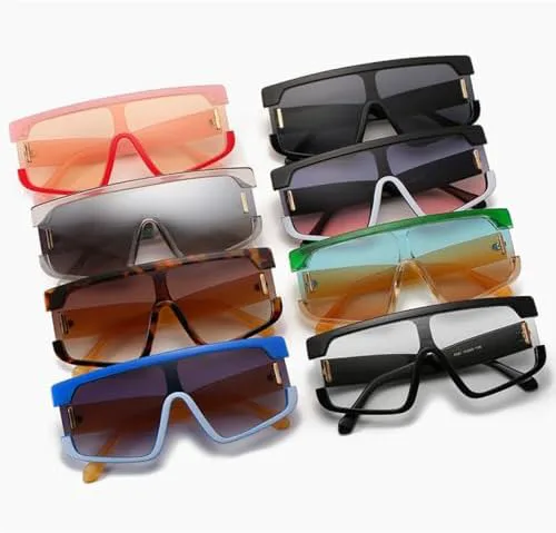 

Крупные квадратные солнцезащитные очки для женщин, модные цельные солнцезащитные очки в винтажном стиле, сине-серые оттенки, панк-очки MTZJH, Gray Pink Lens