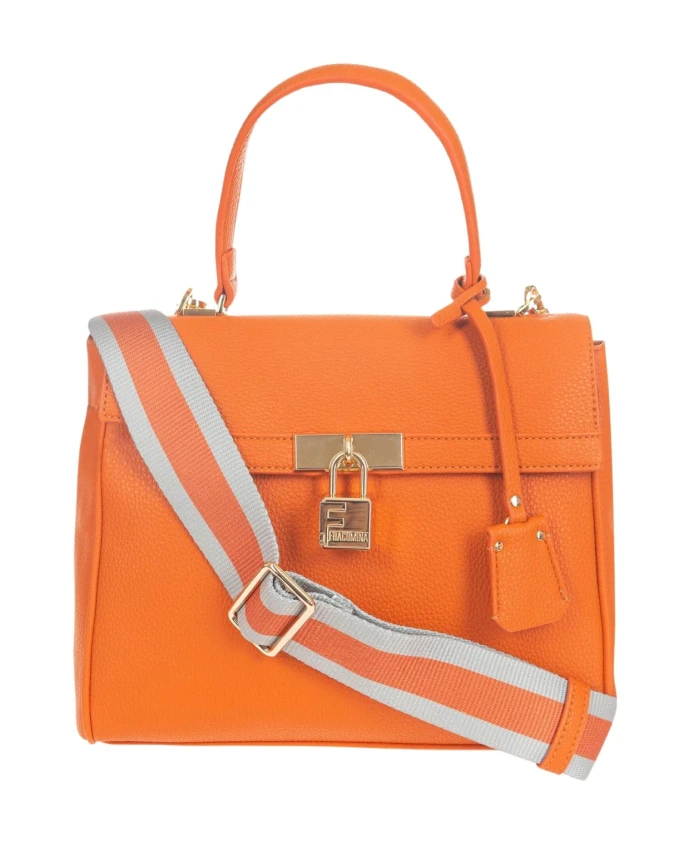 

Оранжевая сумка через плечо из искусственной кожи с металлическими деталями. Fracomina, оранжевый