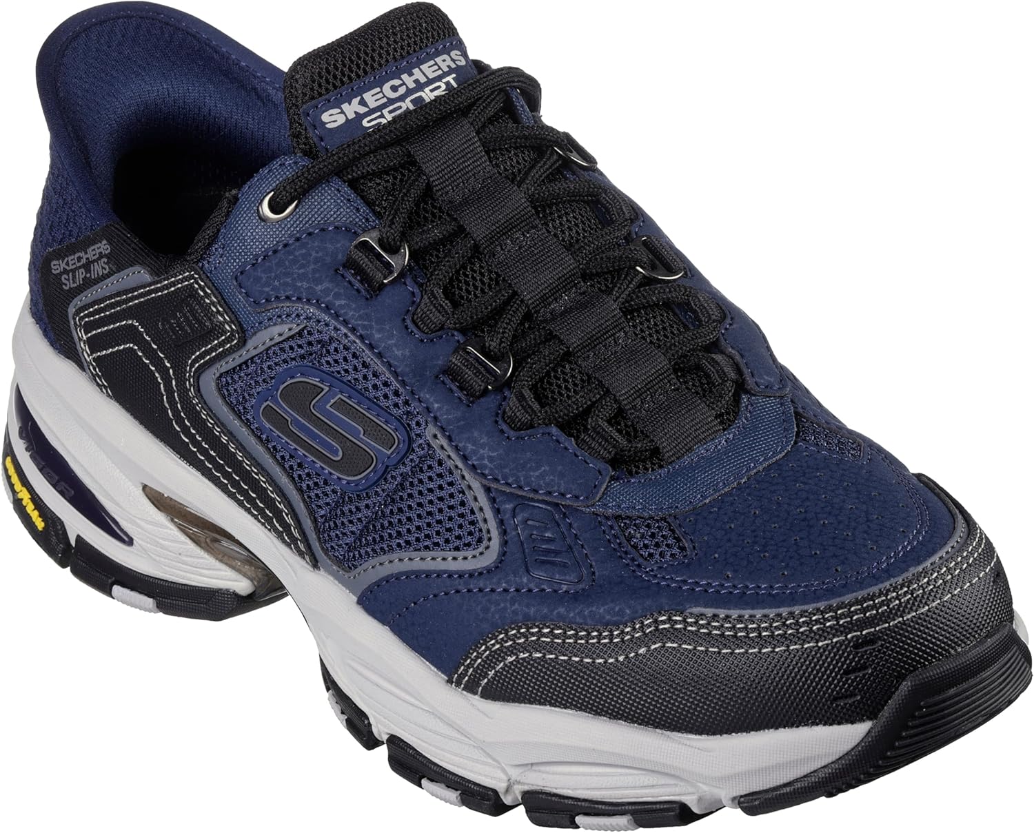 Мужские кроссовки Skechers Vigor 3.0 Drafting Slip-on без шнурков, черный/синий/темно-синий — фото 4