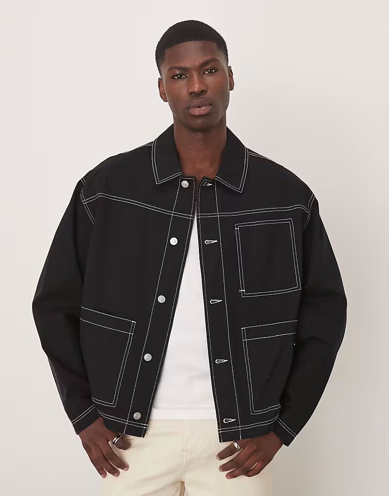 

Куртка ASOS DESIGN с контрастной строчкой черного цвета
