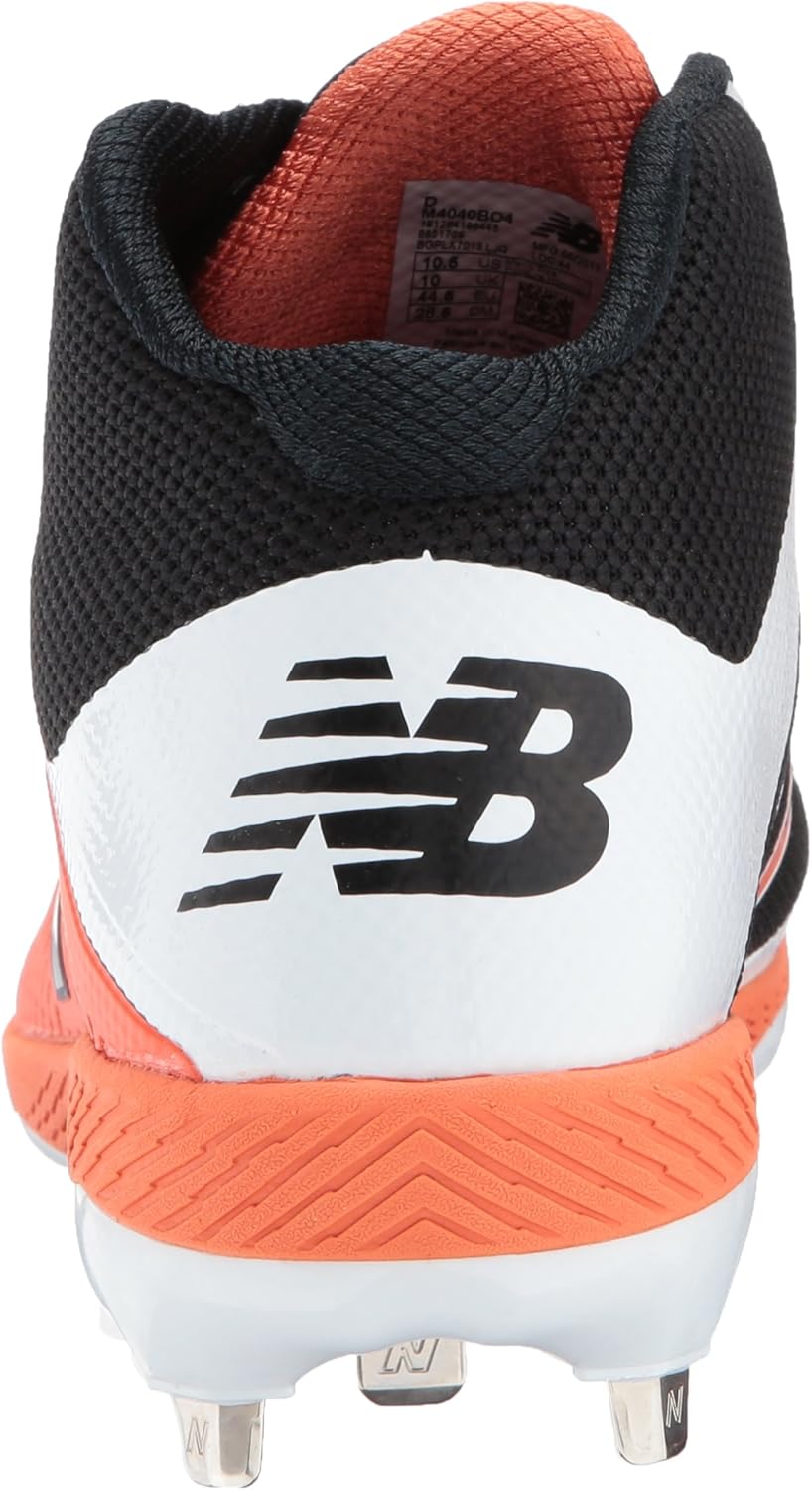 Бейсбольные кроссовки New Balance Men's M4040v4 с металлическим носком, черный/оранжевый — фото 3
