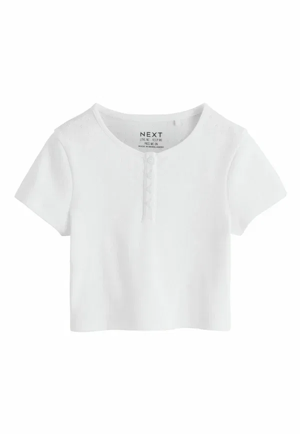 Футболка хлопковая Regular fit pointelle button front 2 pack Next navy white, белый/темно-синий — фото 2