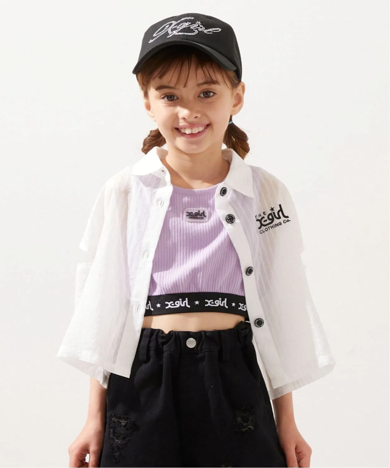 Детский комплект из рубашки с открытыми плечами и топа без рукавов X-girl Stages, Off White