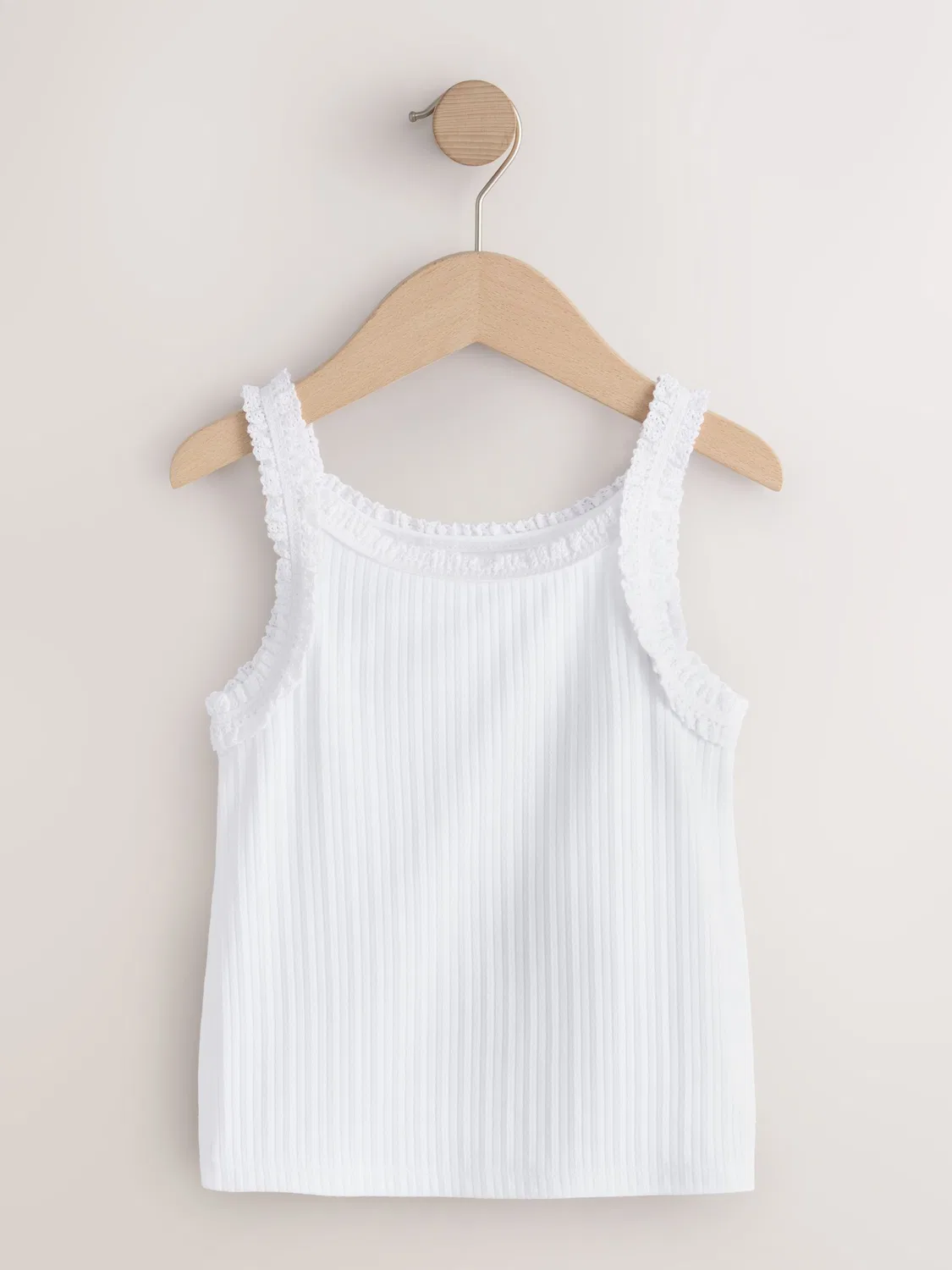 Топ майка с оборками Ribbed Vest Next, белый — фото 3