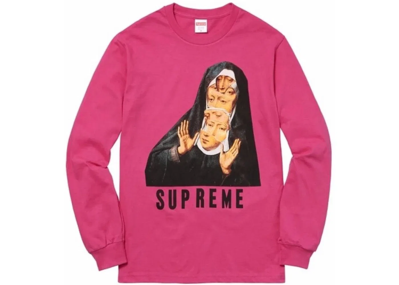Мужская футболка с принтом Supreme Nun LS Supreme, Dark Pink