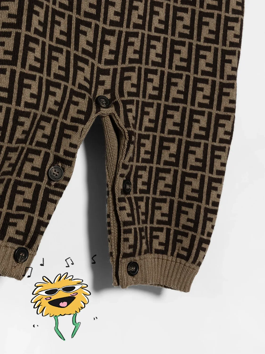 Комбинезон с интарсией FF FENDI, коричневый — фото 4
