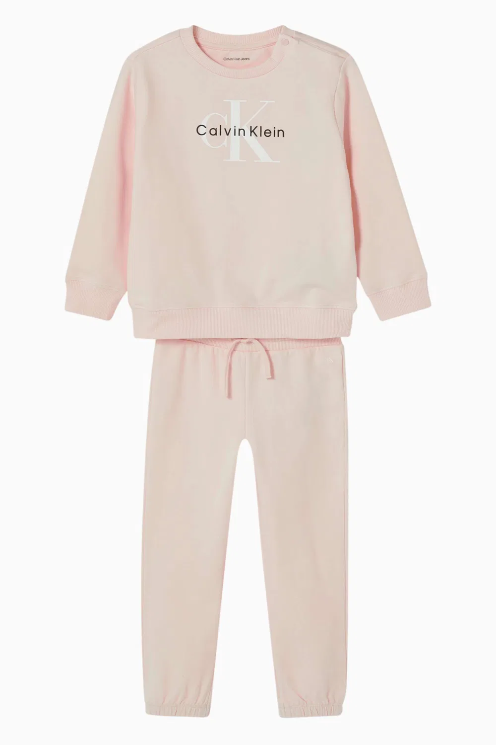 Комплект свитшот и штаны из хлопка с логотипом Calvin Klein, розовый