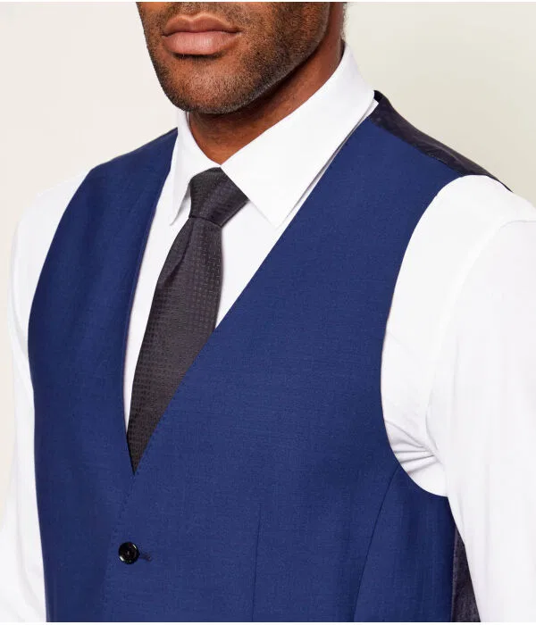 Мужской жилет из шерсти Slim Fit BOSS, синий — фото 4