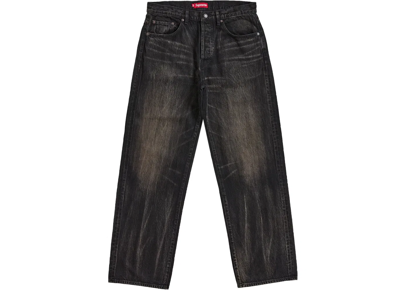 Мужские джинсы свободного кроя с потертостями Supreme Jean (SS26), Washed Black