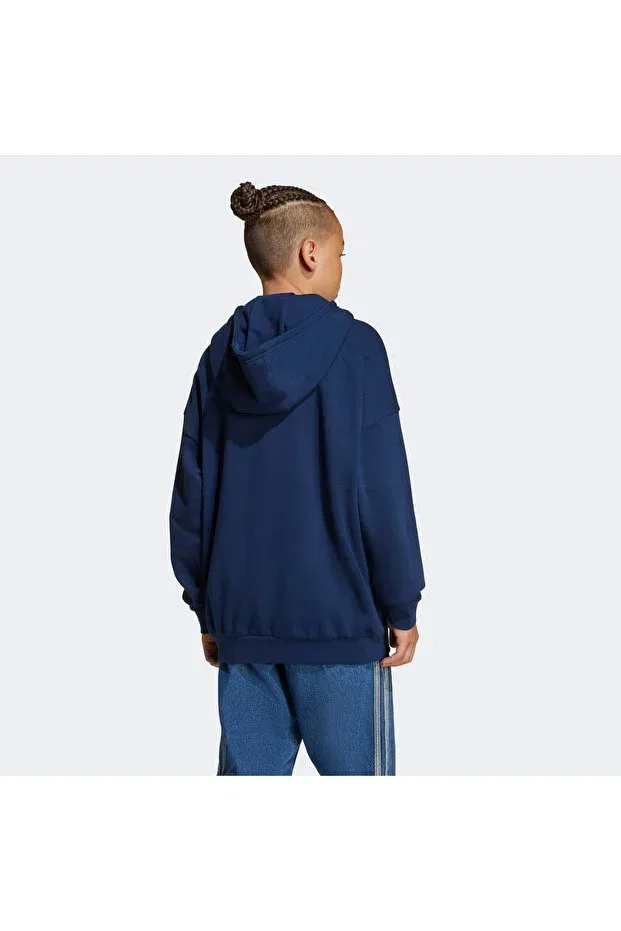 Детское худи для девочек хлопковое Adidas, Navy Blue — фото 3