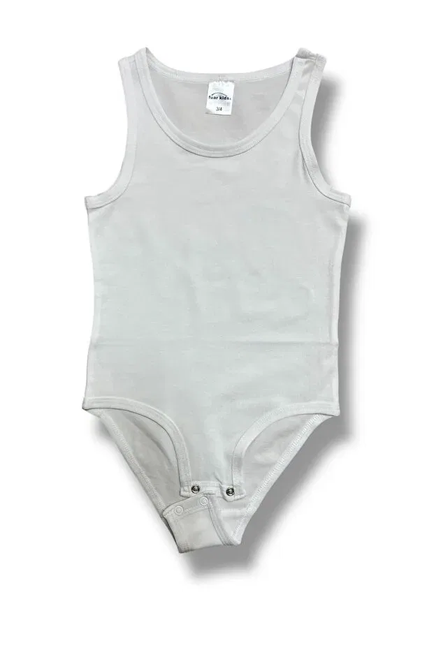 Детское боди для девочек с застежкой на кнопках 4-Piece 100% cotton white undershirt body with snap fasteners at the bottom - children's underwear Fuar Baby, White