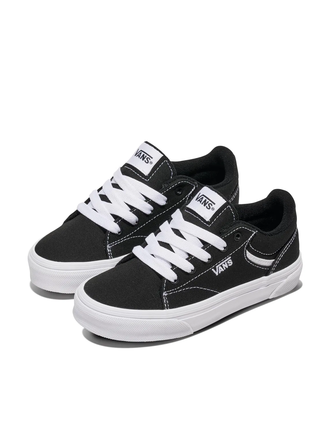 Детские кроссовки для мальчиков с ретро-дизайном Vans Seldan, Canvas Black White — фото 2