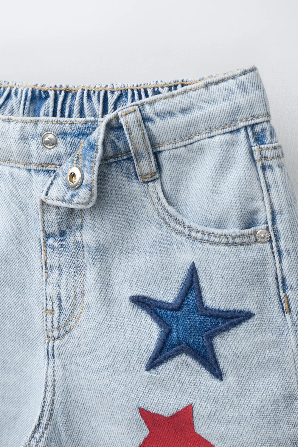 Шорты-бермуды с нашивкой в виде звезды ZARA, Light Blue — фото 3