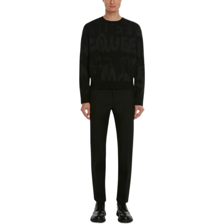 Джемпер с жаккардовым узором Alexander McQueen, черный — фото 3