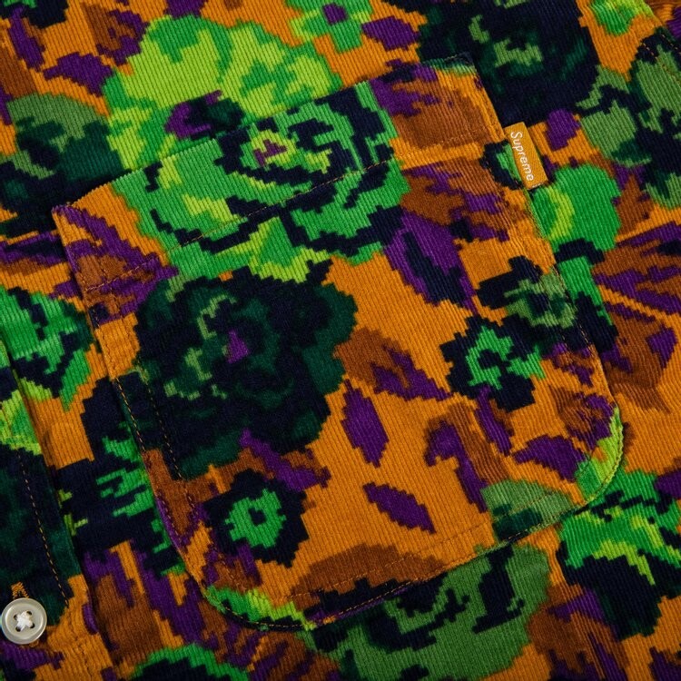 Рубашка Supreme Digi Floral Corduroy Shirt 'Gold', разноцветный — фото 3