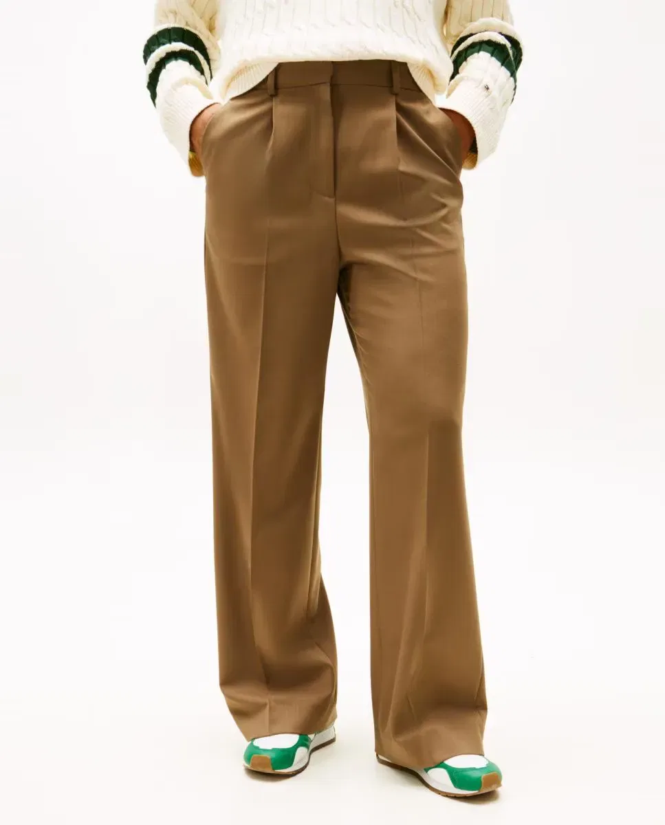 Женские брюки прямого кроя из шерстяной смеси Tommy Hilfiger, Camel