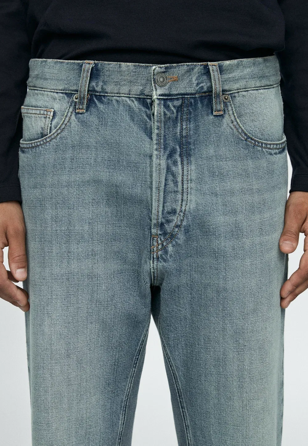 Джинсы прямого кроя - джинсы прямого кроя Massimo Dutti, Light-Blue Denim — фото 4